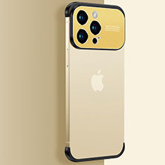 Carcasa Dura Cristal Plastico Funda Rigida Transparente QC3 para Apple iPhone 13 Pro Oro