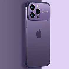 Carcasa Dura Cristal Plastico Funda Rigida Transparente QC3 para Apple iPhone 15 Pro Morado