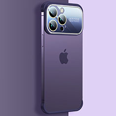 Carcasa Dura Cristal Plastico Funda Rigida Transparente QC4 para Apple iPhone 15 Pro Max Morado