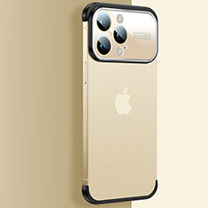 Carcasa Dura Cristal Plastico Funda Rigida Transparente QC4 para Apple iPhone 15 Pro Max Oro