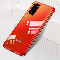 Carcasa Dura Cristal Plastico Funda Rigida Transparente S01 para Huawei Honor V30 5G Rojo