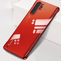 Carcasa Dura Cristal Plastico Funda Rigida Transparente S01 para Huawei P30 Pro Rojo