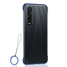 Carcasa Dura Cristal Plastico Funda Rigida Transparente S01 para Oppo Find X2 Pro Azul