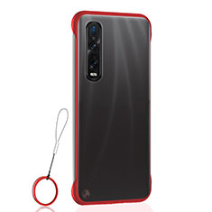 Carcasa Dura Cristal Plastico Funda Rigida Transparente S01 para Oppo Find X2 Pro Rojo