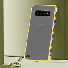 Carcasa Dura Cristal Plastico Funda Rigida Transparente S01 para Samsung Galaxy S10 Plus Amarillo