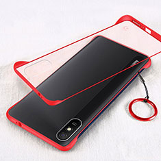 Carcasa Dura Cristal Plastico Funda Rigida Transparente S01 para Xiaomi Redmi 9A Rojo