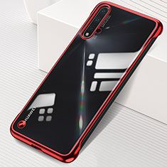 Carcasa Dura Cristal Plastico Funda Rigida Transparente S02 para Huawei Nova 5 Pro Rojo