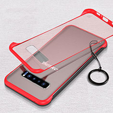 Carcasa Dura Cristal Plastico Funda Rigida Transparente S02 para Samsung Galaxy S10 Rojo