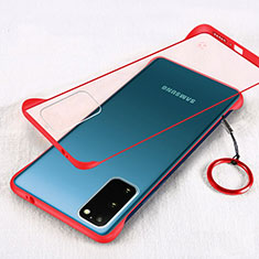 Carcasa Dura Cristal Plastico Funda Rigida Transparente S02 para Samsung Galaxy S20 5G Rojo