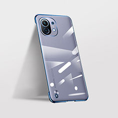 Carcasa Dura Cristal Plastico Funda Rigida Transparente S02 para Xiaomi Mi 11 Lite 5G NE Azul