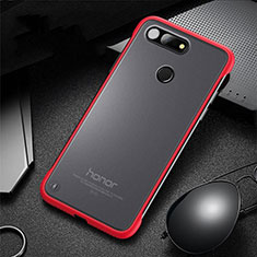 Carcasa Dura Cristal Plastico Funda Rigida Transparente S03 para Huawei Honor V20 Rojo