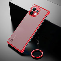 Carcasa Dura Cristal Plastico Funda Rigida Transparente S03 para Xiaomi Mi 11 Lite 5G NE Rojo