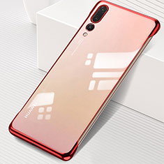 Carcasa Dura Cristal Plastico Funda Rigida Transparente S06 para Huawei P20 Pro Rojo