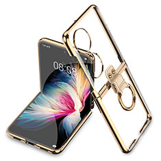 Carcasa Dura Cristal Plastico Rigida Transparente AC2 para Huawei P60 Pocket Oro