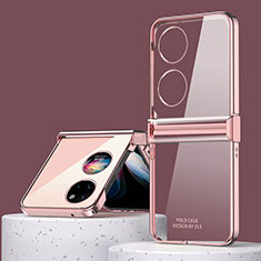 Carcasa Dura Cristal Plastico Rigida Transparente ZL1 para Huawei Pocket S Oro Rosa