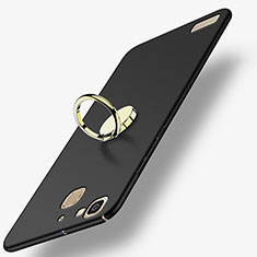 Carcasa Dura Plastico Rigida Mate con Anillo de dedo Soporte A02 para Huawei Enjoy 5S Negro