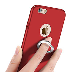 Carcasa Dura Plastico Rigida Mate con Anillo de dedo Soporte para Apple iPhone 6 Plus Rojo