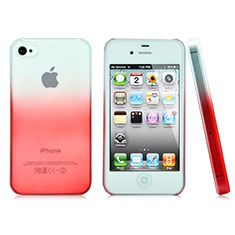 Carcasa Dura Plastico Rigida Transparente Gradient para Apple iPhone 4 Rojo