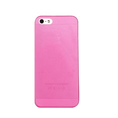 Carcasa Dura Ultrafina Transparente Mate para Apple iPhone 5 Rosa Roja