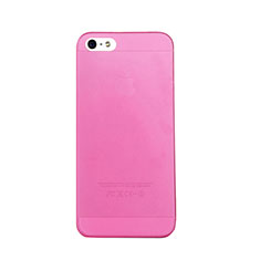 Carcasa Dura Ultrafina Transparente Mate para Apple iPhone 5S Rosa Roja