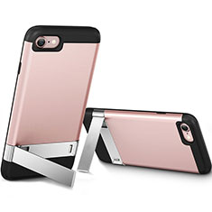 Carcasa Silicona Goma con Soporte para Apple iPhone 7 Rosa