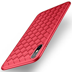 Carcasa Silicona Goma de Cuero para Apple iPhone Xs Rojo