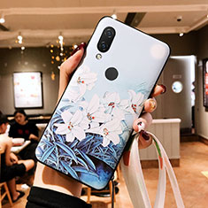 Carcasa Silicona Goma Flores para Huawei Nova 3e Blanco