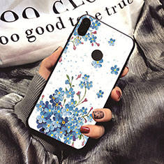 Carcasa Silicona Goma Flores para Huawei P20 Lite Azul