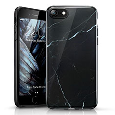 Carcasa Silicona Goma Patron de Marmol para Apple iPhone 8 Negro