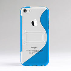 Carcasa Silicona Transparente S-Line con Soporte para Apple iPhone 5C Azul