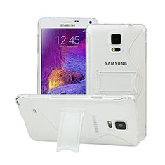 Carcasa Silicona Transparente S-Line con Soporte para Samsung Galaxy Note 4 SM-N910F Blanco