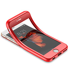 Carcasa Silicona Ultrafina Goma Frontal y Trasera 360 Grados para Apple iPhone 6 Rojo