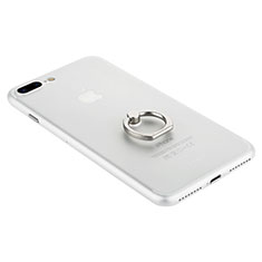 Carcasa Silicona Ultrafina Transparente con Anillo de dedo Soporte para Apple iPhone 7 Plus Blanco