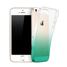 Carcasa Silicona Ultrafina Transparente Gradiente para Apple iPhone 5S Verde