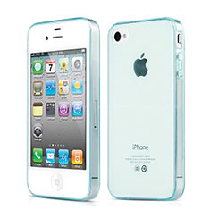 Carcasa Silicona Ultrafina Transparente para Apple iPhone 4 Azul Cielo