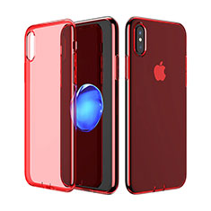 Carcasa Silicona Ultrafina Transparente para Apple iPhone Xs Rojo