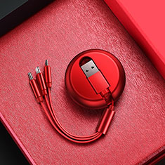 Cargador Cable Lightning USB Carga y Datos Android Micro USB C09 para Apple iPhone 5C Rojo