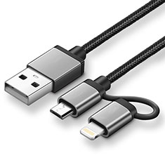 Cargador Cable Lightning USB Carga y Datos Android Micro USB ML04 para Huawei Wiko Wim Lite 4G Negro
