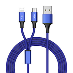 Cargador Cable Lightning USB Carga y Datos Android Micro USB ML05 para Wiko Ridge Fab 4G Azul