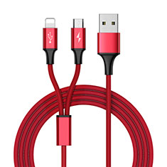 Cargador Cable Lightning USB Carga y Datos Android Micro USB ML05 para Sony Xperia Z3 Compact Rojo