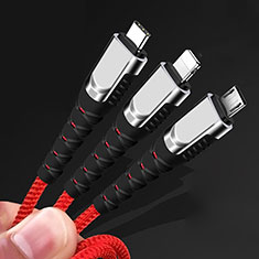 Cargador Cable Lightning USB Carga y Datos Android Micro USB Type-C 5A H03 para Huawei Honor 6C Oro