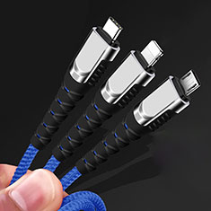 Cargador Cable Lightning USB Carga y Datos Android Micro USB Type-C 5A H03 para Huawei P Smart Pro 2019 Oro