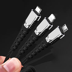 Cargador Cable Lightning USB Carga y Datos Android Micro USB Type-C 5A H03 para Huawei Honor Play 7 Oro