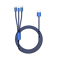 Cargador Cable Lightning USB Carga y Datos Android Micro USB Type-C ML02 para Samsung S5750 Wave 575 Azul