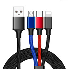 Cargador Cable Lightning USB Carga y Datos Android Micro USB Type-C ML04 para Samsung Galaxy A10e Azul