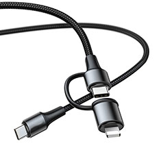 Cargador Cable Lightning USB Carga y Datos Android Micro USB Type-C ML06 para Sharp Aquos R8 Pro Negro