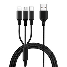 Cargador Cable Lightning USB Carga y Datos Android Micro USB Type-C ML08 para Samsung Galaxy A10e Negro