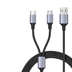 Cargador Cable USB Carga y Datos Android Micro USB Type-C 2A H01 para Samsung Galaxy Grand Lite I9060 I9062 I9060i Negro