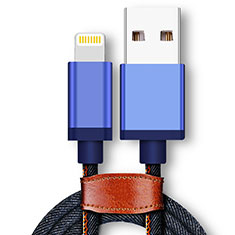 Cargador Cable USB Carga y Datos D01 para Apple iPhone 12 Max Azul