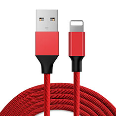 Cargador Cable USB Carga y Datos D03 para Apple iPhone 13 Pro Max Rojo